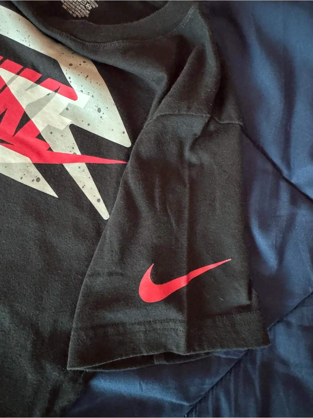 Nike Black Short-Sleeve Tee with Red and Cream Logo